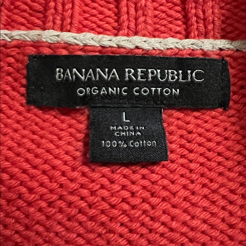 Banana Republic Chinky Knit Organic Cotton Sweater Size L Preppy Retro Classic - Picture 2 of 8